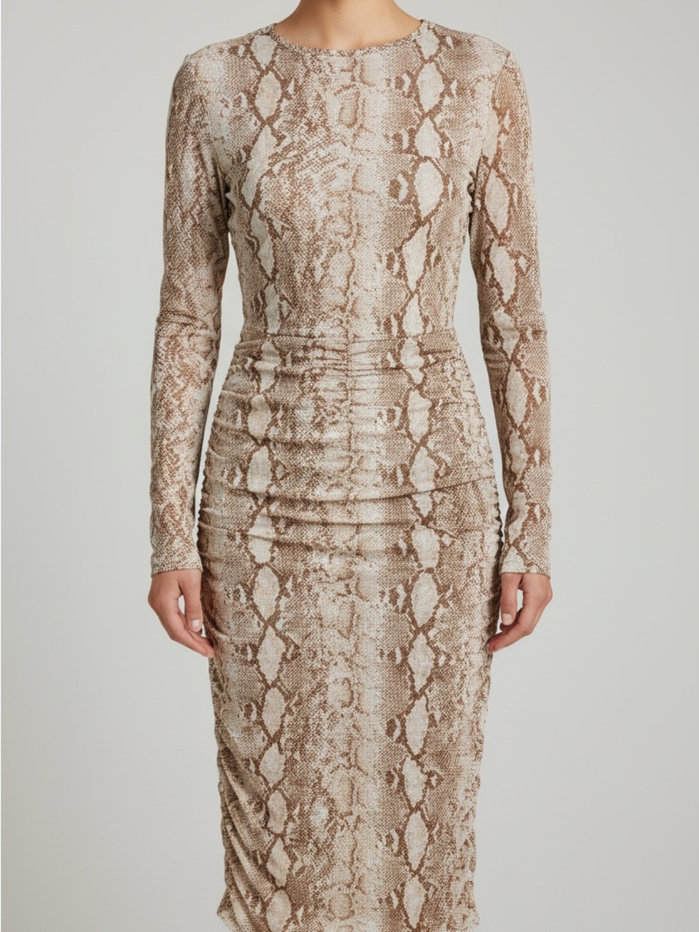 Women’s j luxlabel Long Sleeve Snake Print Midi Dress - Taupe